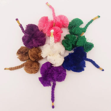 4 x Off White Pom-Pom Tassels Latkan, Pompom Decorations, Pom poms